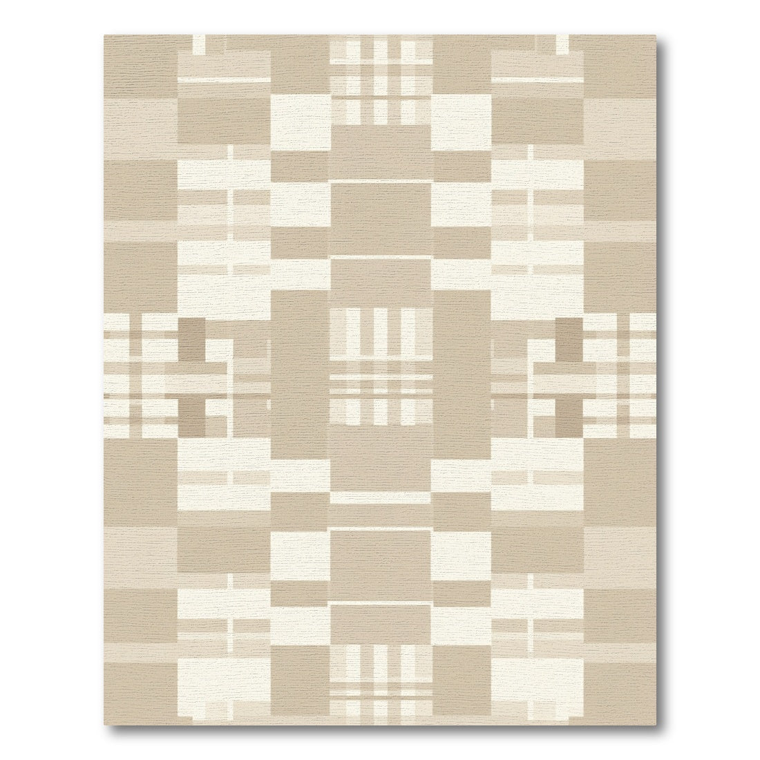 Neutral Beige Geometric Block Rug