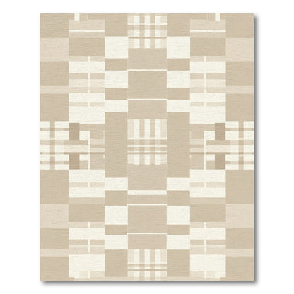 Neutral Beige Geometric Block Rug