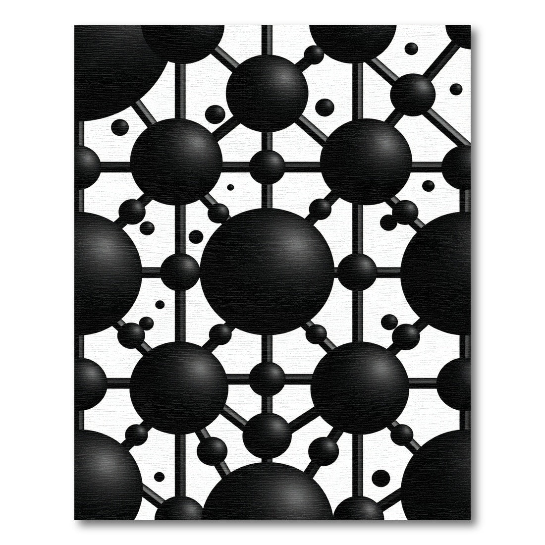 Black Molecular Structure Grid Rug