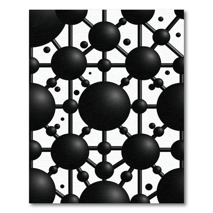 Black Molecular Structure Grid Rug