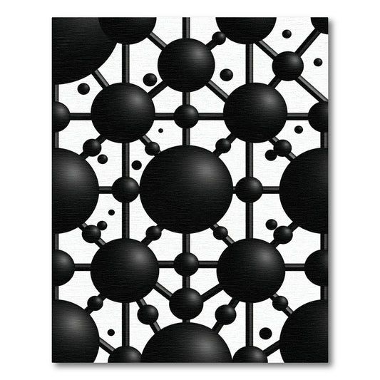 Black Molecular Structure Grid Rug