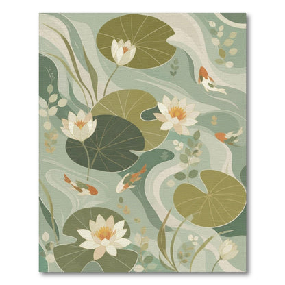 Lotus Koi Pond Washable Area Rug
