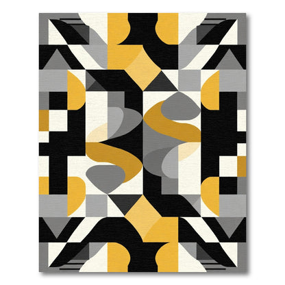 Abstract Ochre Diamond Geometric Mosaic Rug