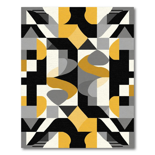 Abstract Ochre Diamond Geometric Mosaic Rug