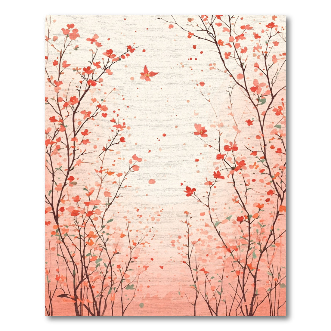 Coral Blossom Branches Swirl Rug