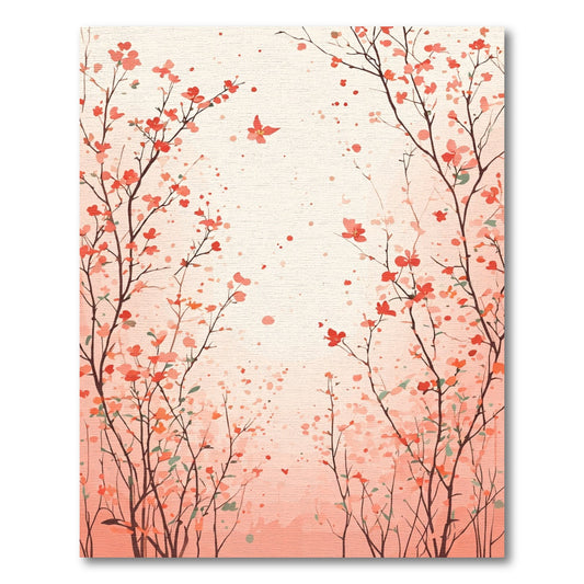 Coral Blossom Branches Swirl Rug