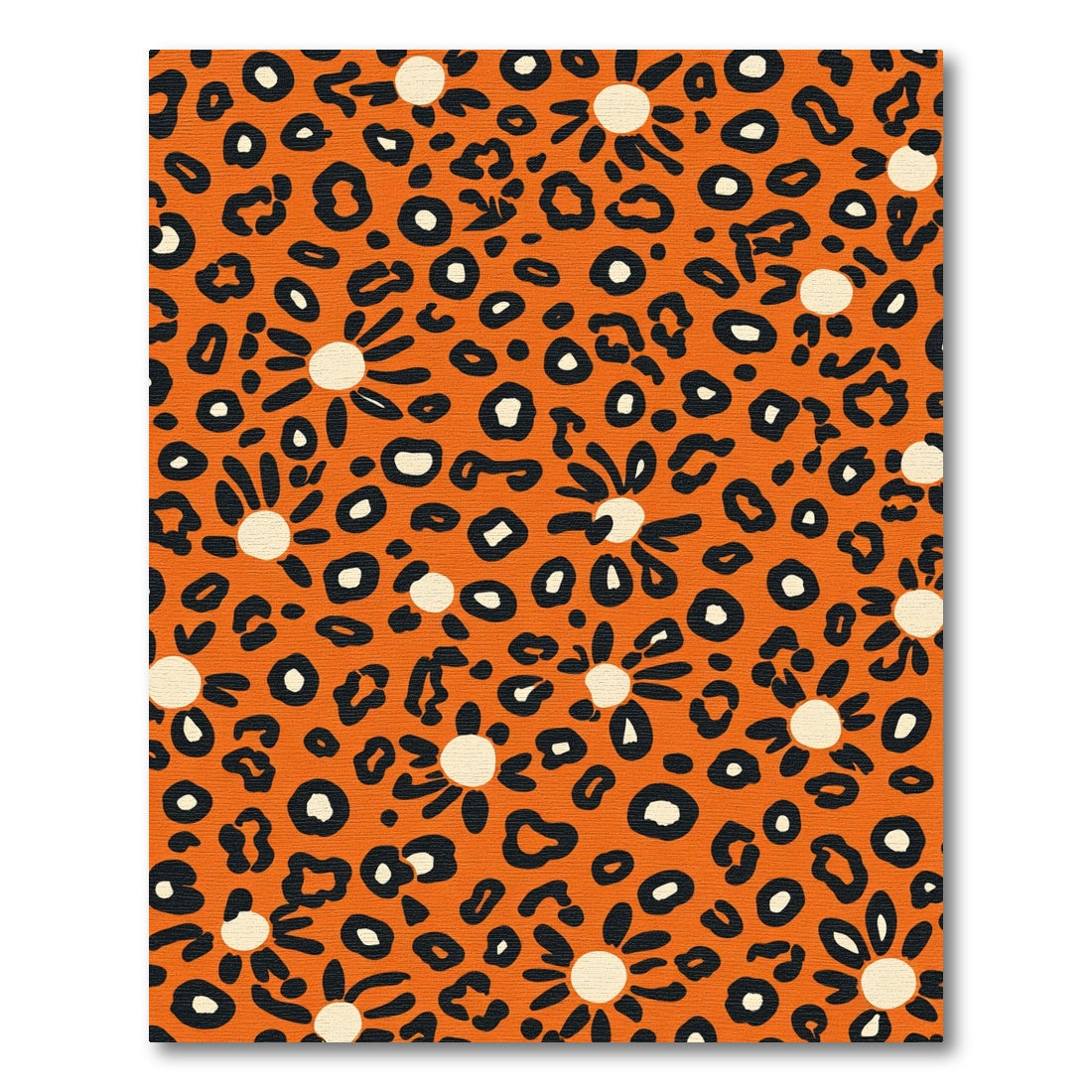 Orange Leopard Daisy Collage Rug