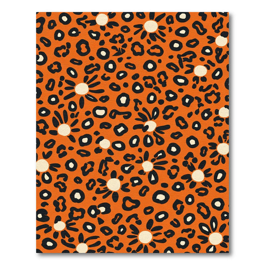 Orange Leopard Daisy Collage Rug