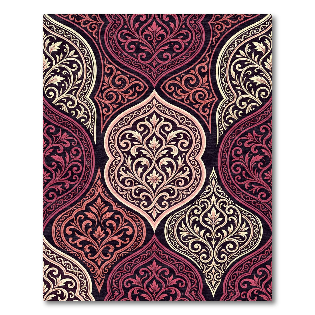 Rich Burgundy Floral Arabesque Rug