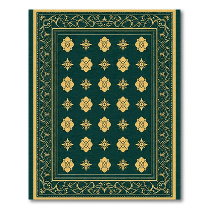 Deep Emerald Gold Floral Symmetry Rug