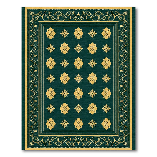 Deep Emerald Gold Floral Symmetry Rug
