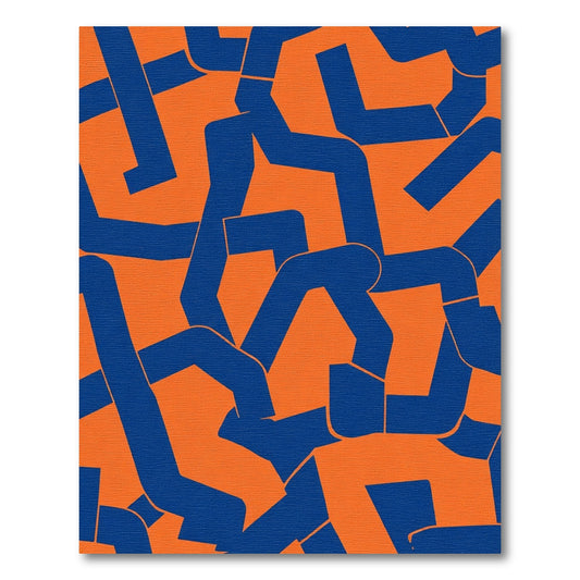 Bold Blue Abstract Geometric Lines Rug