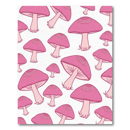 Pink Repeating Mushroom Motif Rug