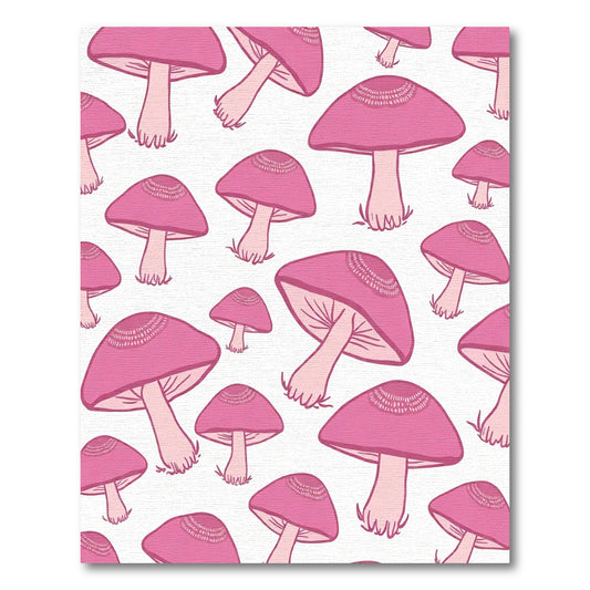 Pink Repeating Mushroom Motif Rug