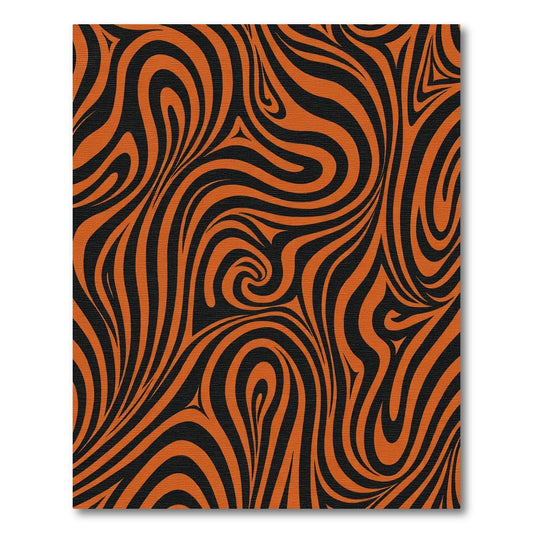 Bold Orange Black Swirl Rug