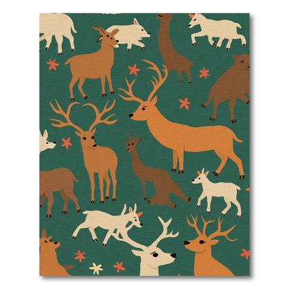 Whimsical Deer Forest Christmas Ensemble Rug