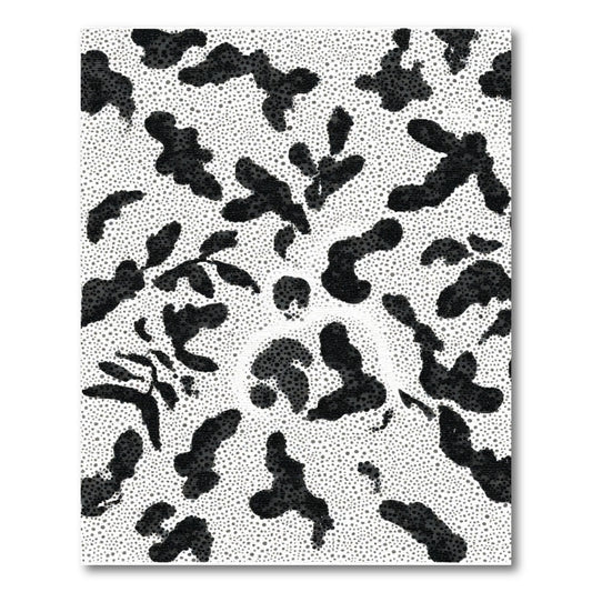 Abstract Black Dots Organic Shape Rug