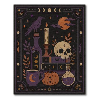 Purple Mystic Raven Skull Area Rug