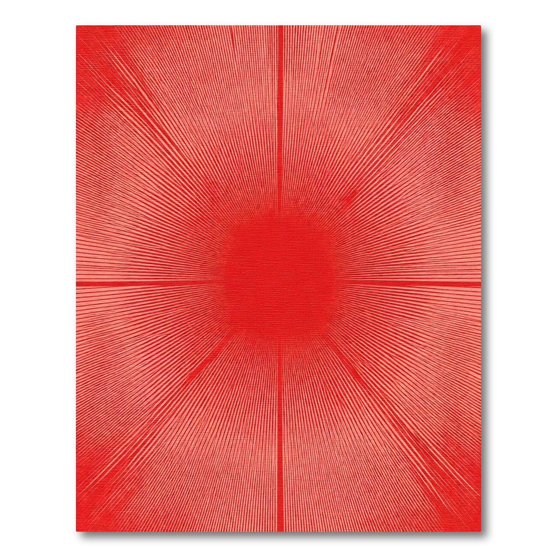 Crimson Radiating Sunburst Rug