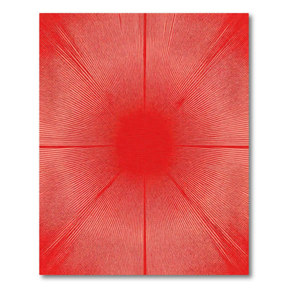 Crimson Radiating Sunburst Rug