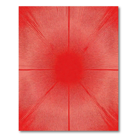 Crimson Radiating Sunburst Rug