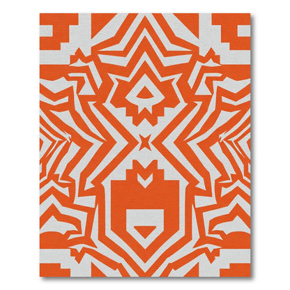 Bold Orange Geometric Starburst Rug