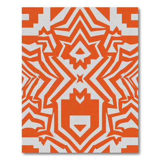 Bold Orange Geometric Starburst Rug