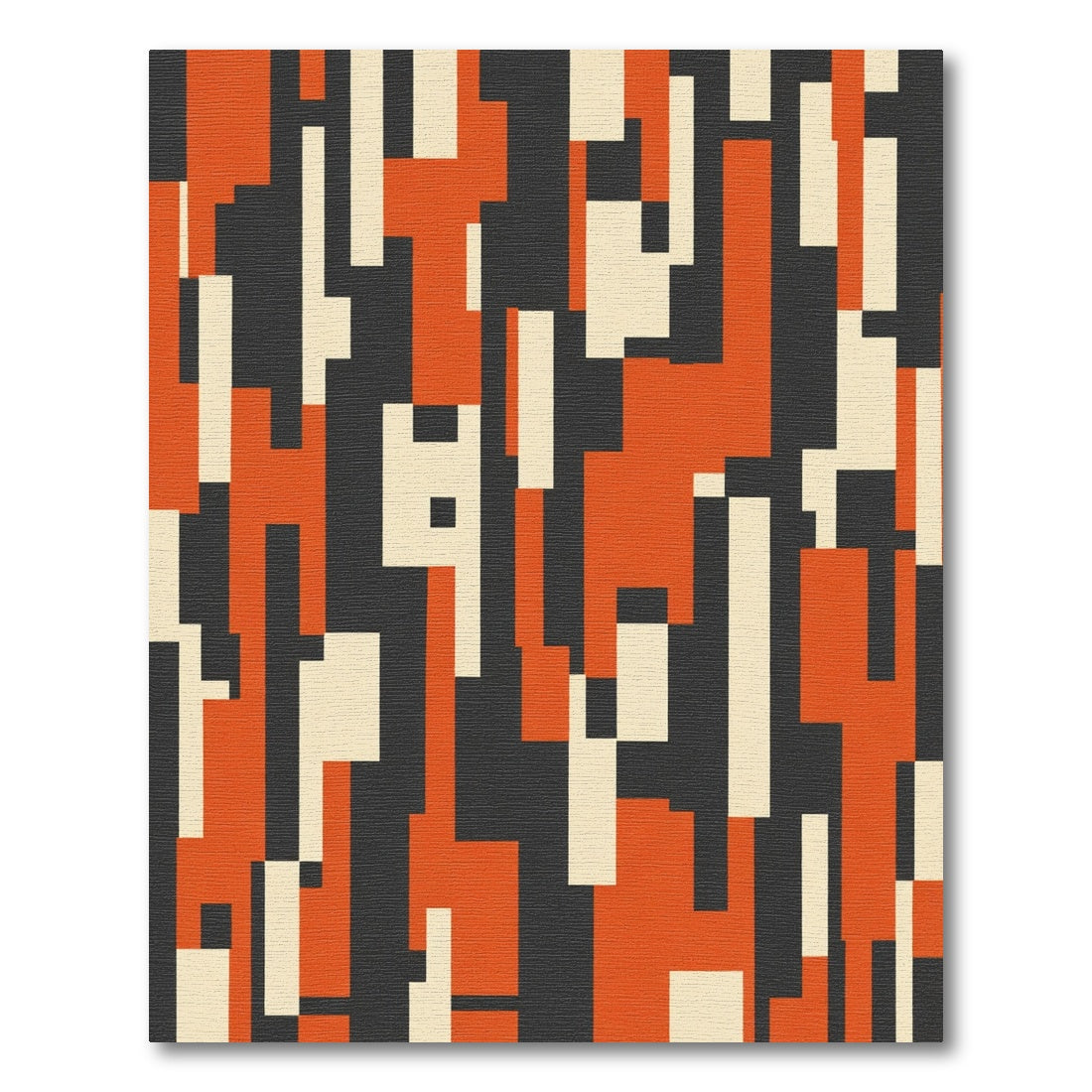 Modern Abstract Red Cream Geometric Blocks Rug