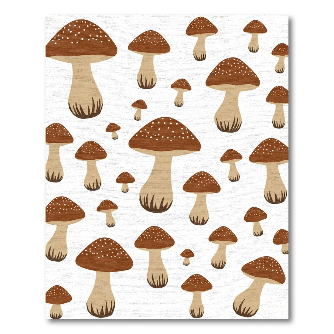 Whimsical Brown Mushroom Scattered Pattern Rug