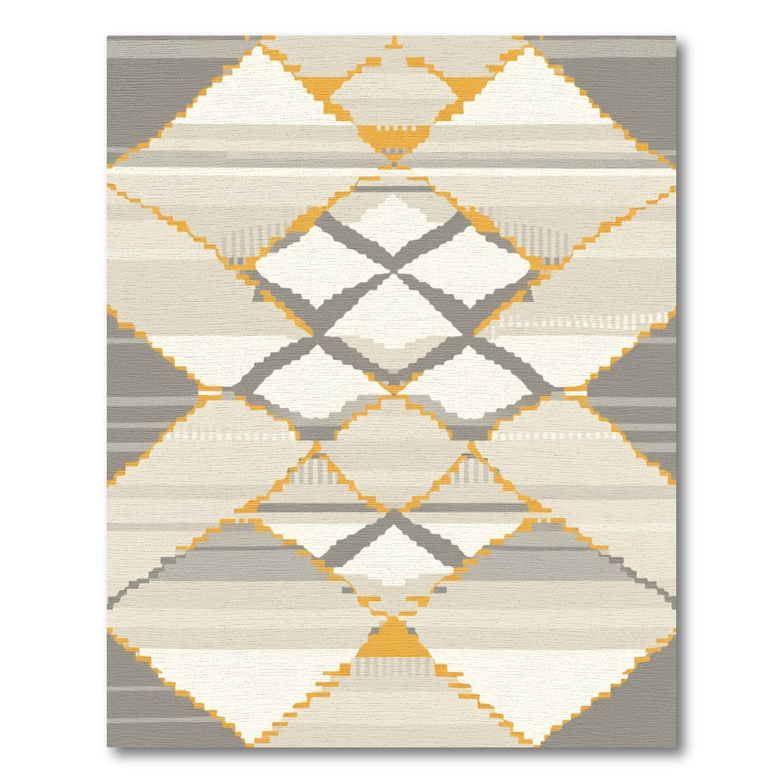 Gray Yellow Diamond Geometric Stripe Rug