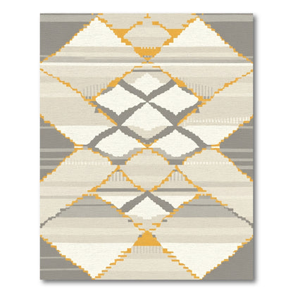 Gray Yellow Diamond Geometric Stripe Rug