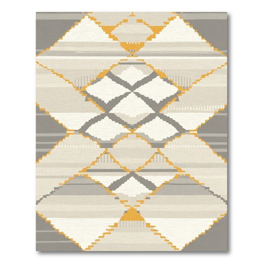 Gray Yellow Diamond Geometric Stripe Rug