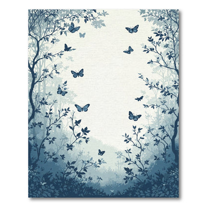 Lush Forest Butterflies Silhouette Rug