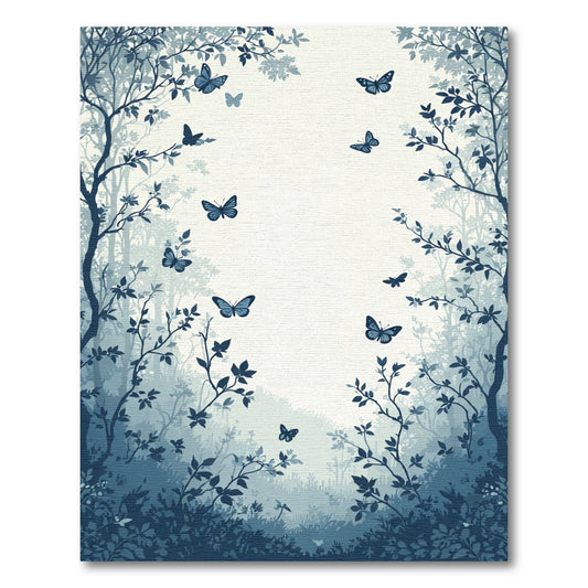 Lush Forest Butterflies Silhouette Rug
