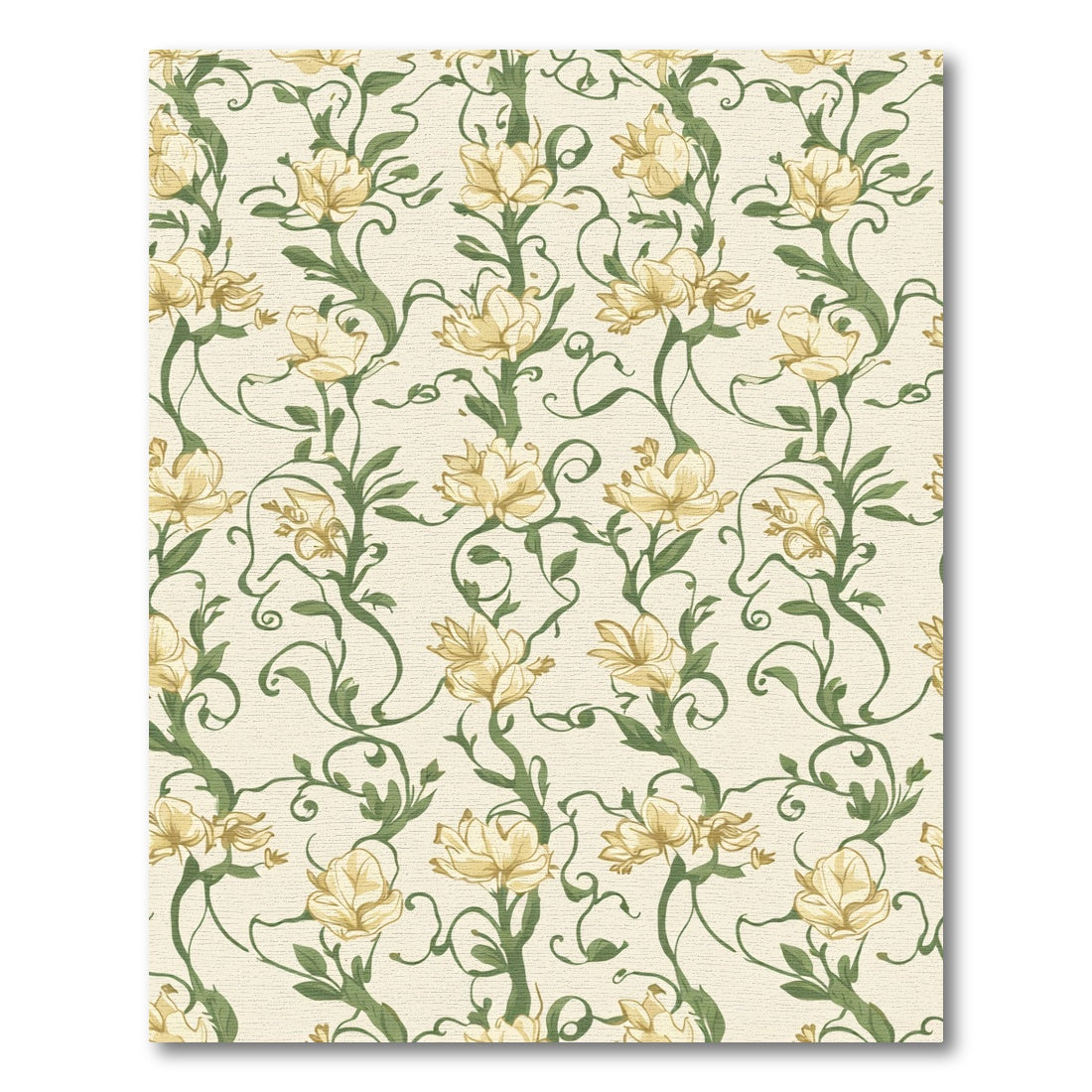 Oatmeal Cream Floral Vine Rug
