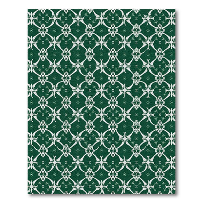 Rich Emerald White Damask Symmetry Rug