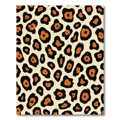 Bold Orange Black Leopard Print Rug