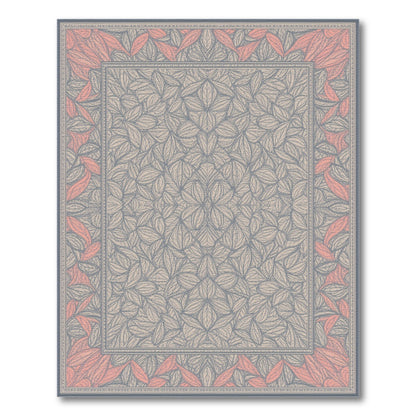 Grey Floral Leaf Medallion Area Rug