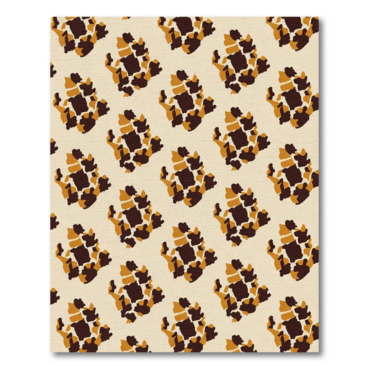 Earthy Brown Abstract Patchwork Tile Rug