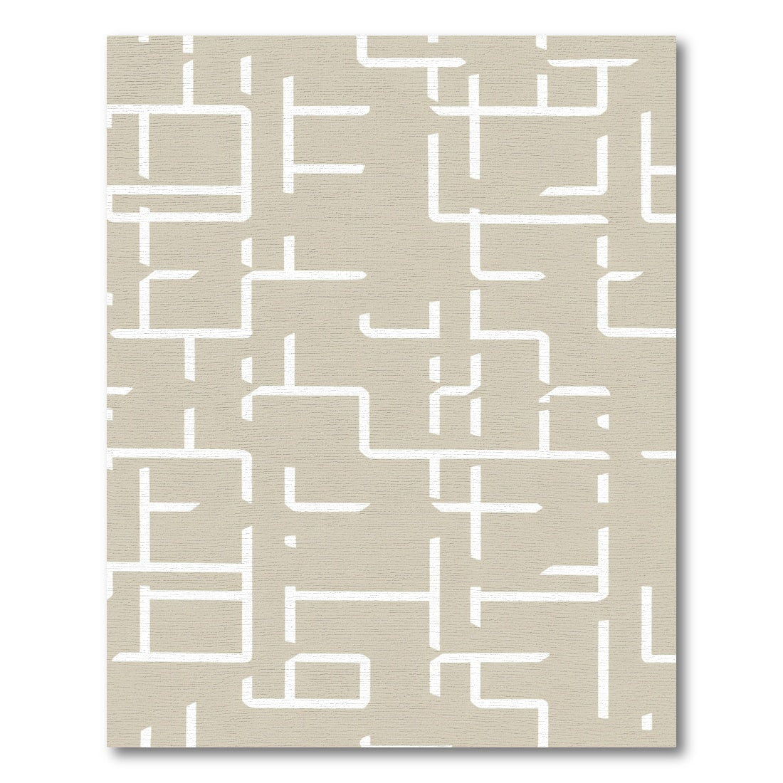 Taupe Lines Geometric Maze Rug