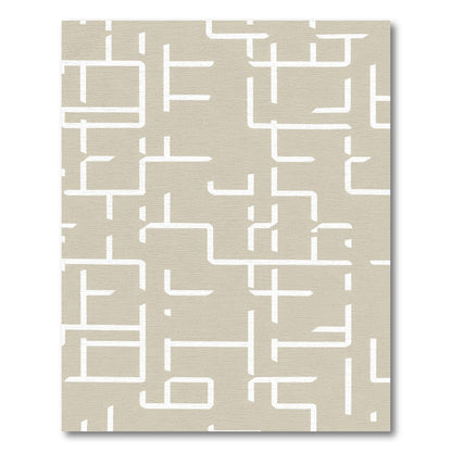Taupe Lines Geometric Maze Rug