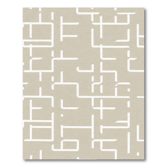 Taupe Lines Geometric Maze Rug