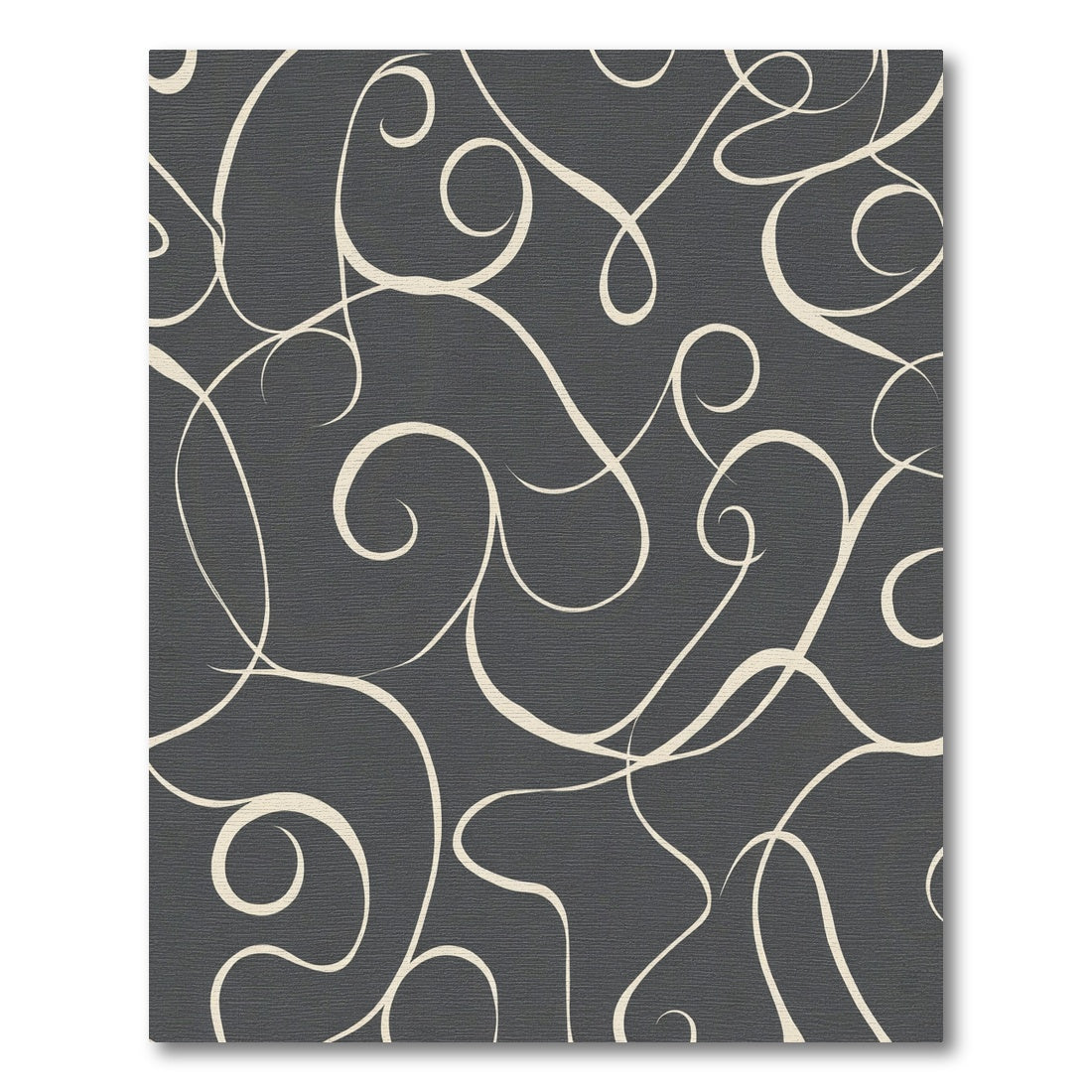 Cream Swirls on Charcoal Background Rug