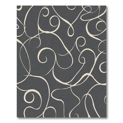 Cream Swirls on Charcoal Background Rug