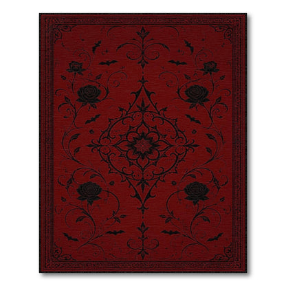 Gothic Red Rose Bat Area Rug
