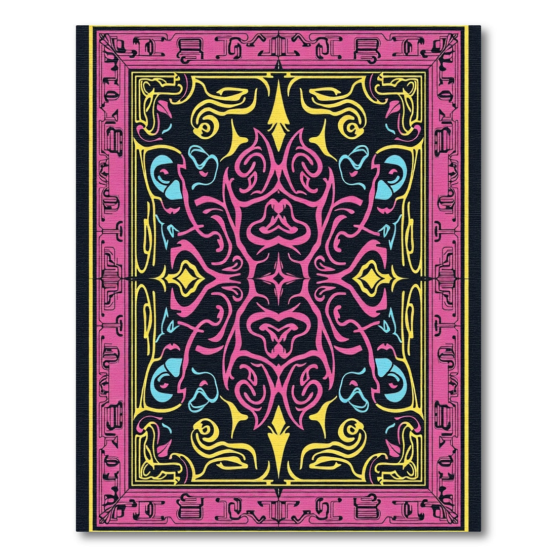 Bold Pink Yellow Abstract Swirls Rug