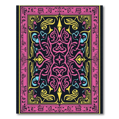 Bold Pink Yellow Abstract Swirls Rug