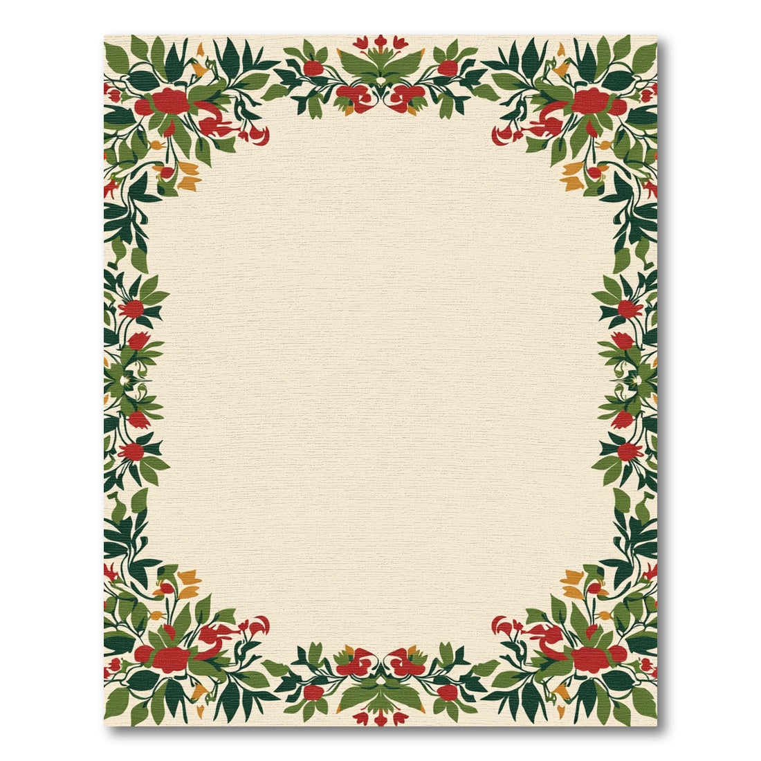 Crimson Floral Vines Border Rug