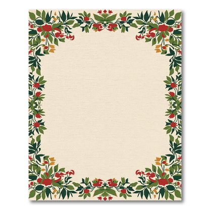 Crimson Floral Vines Border Rug