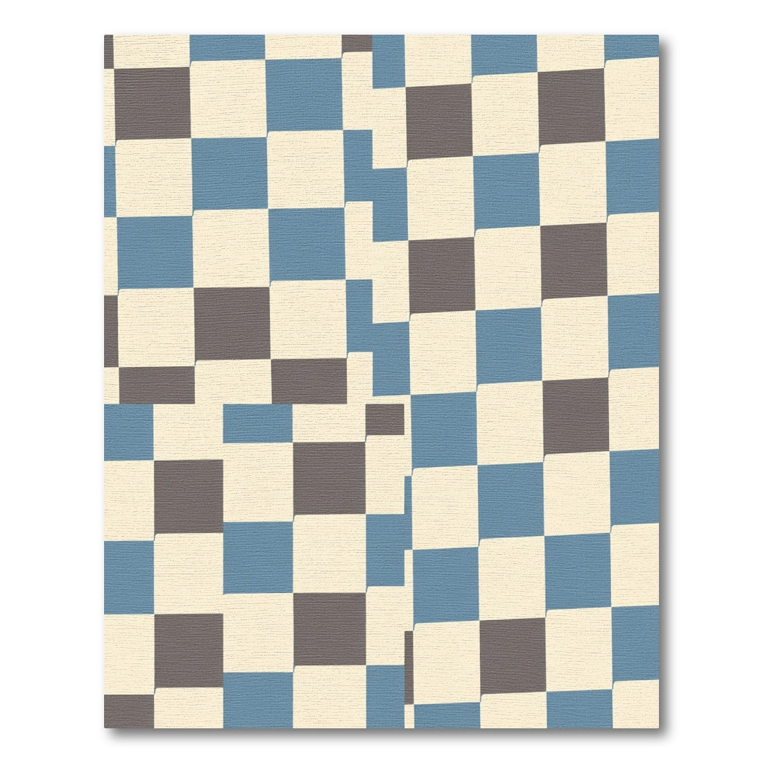 Shifting Blue Cream Gray Checkerboard Rug
